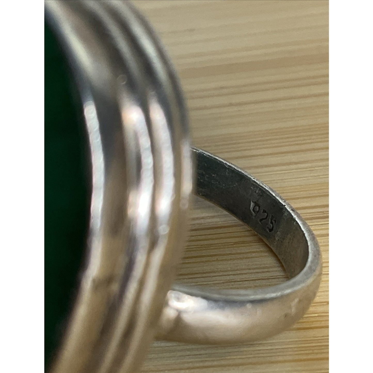 Vintage Large Green Gemstone Sterling Silver Statement Dramatic Ring Size 8