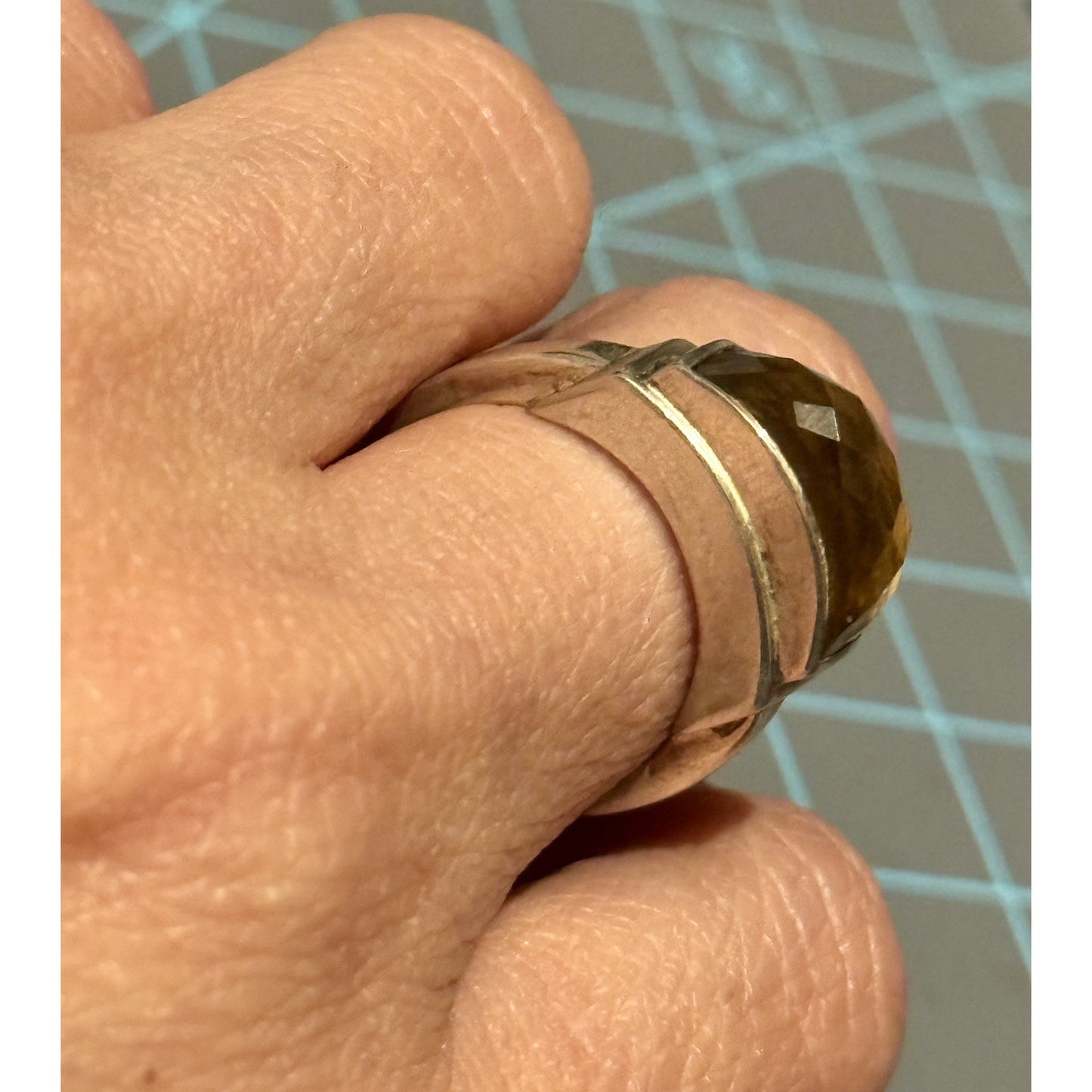 Vintage Michael Dawkins Sterling Silver Smoky Quartz Ring Size 7.5 Thailand 6g