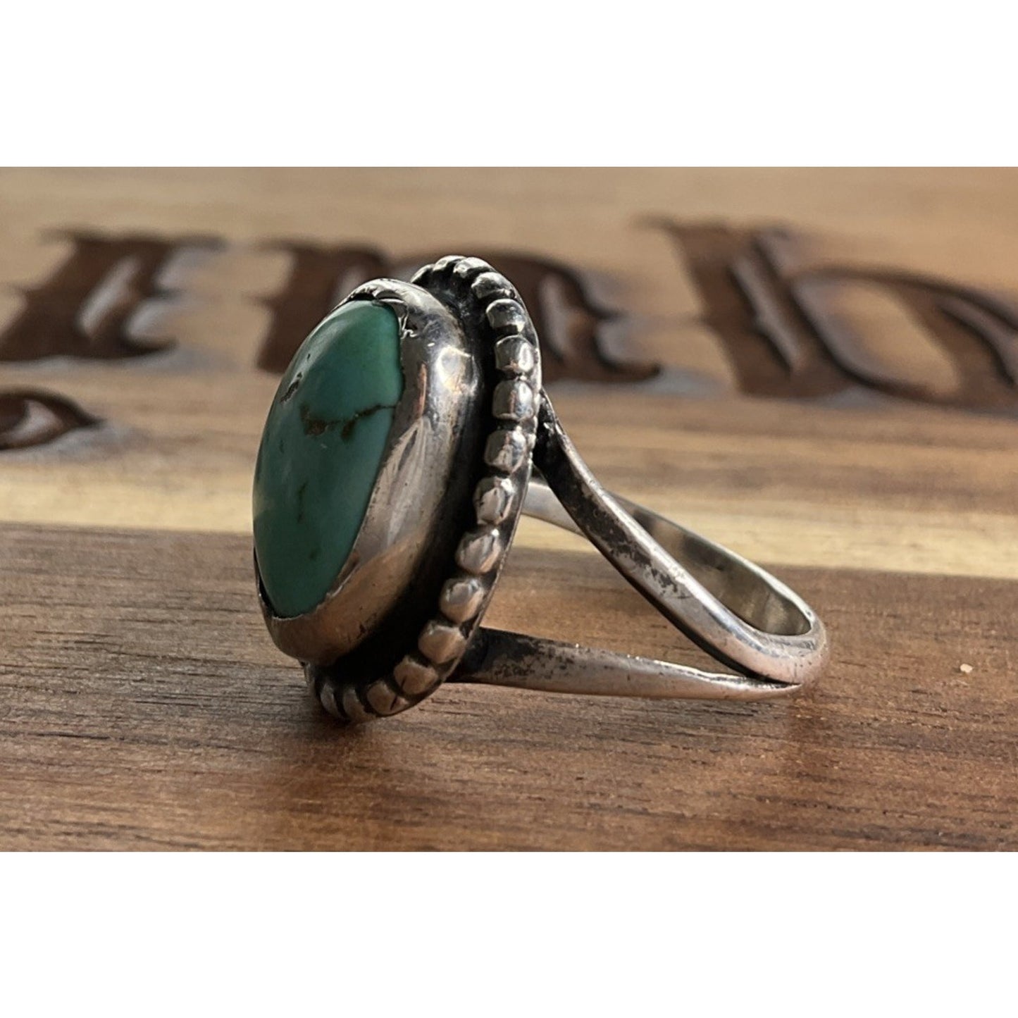 Vintage Sterling Silver Turquoise Ring Sz 7 Navajo Style