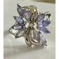 Sterling Silver 925 Lavender Lilac Stone Floral Cluster Ring Marquise Cut Size 7