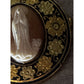 Antique Style Madonna Cameo Brooch Black Gold Floral Damascene Pin