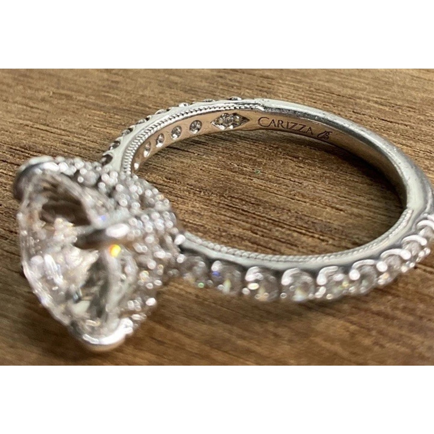 Carizza Sterling Silver Solitaire Bridal Ring Size 6.75 Large Round Engagement