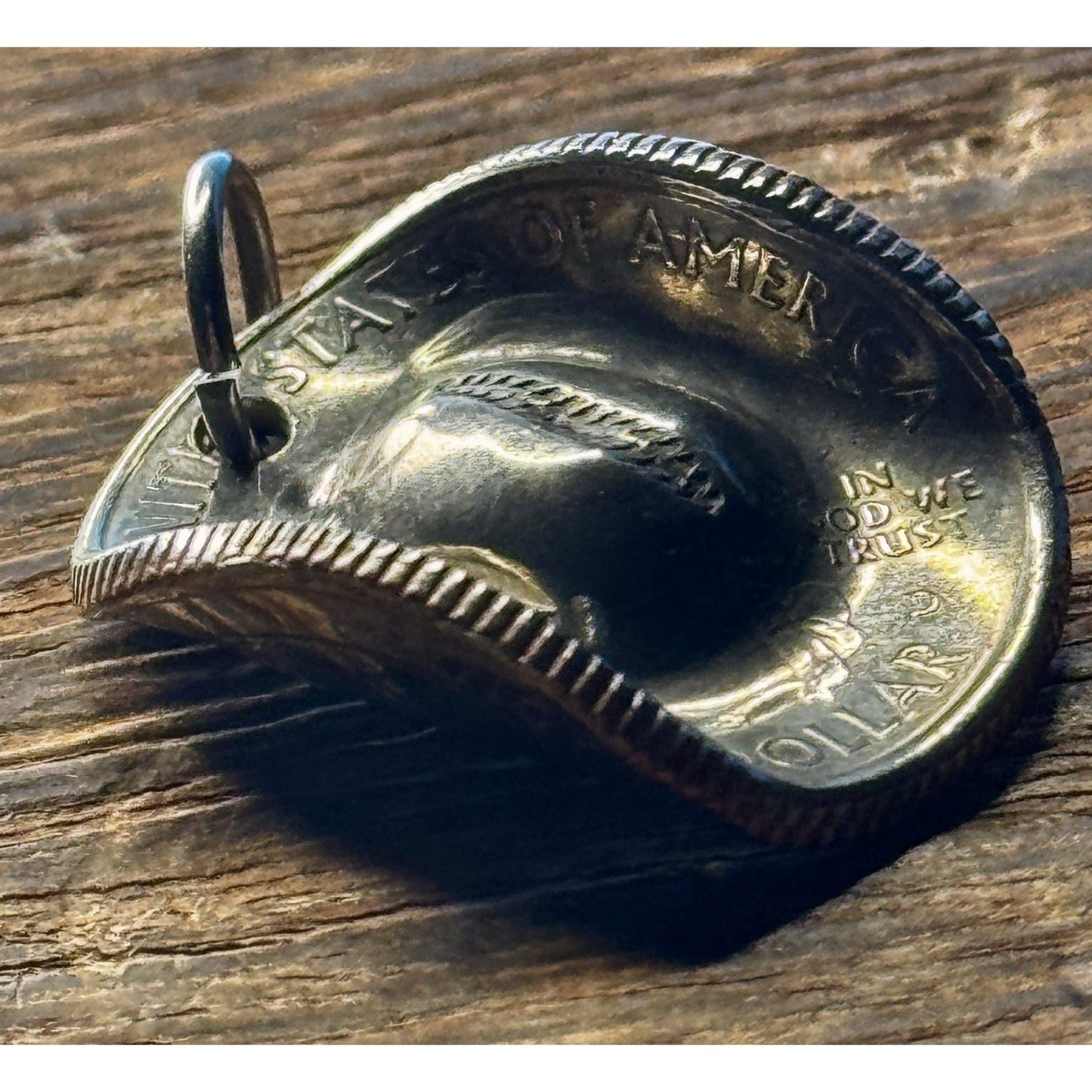 Vintage U.S. Coin Cowboy Hat Pendant Charm Western Folk Art Dimensional Jewelry