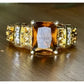 Vintage 18K GF Brown Crystal Rhinestone Cocktail Ring Size 9.25