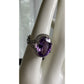 Sterling Silver Amethyst Halo Ring 925 Purple Stone Cocktail Statement Ring 7.5