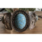 Vintage Taxco Mexico 925 Sterling Silver Turquoise Cuff Bracelet 38g