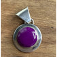 Sterling Silver Purple Cabochon Pendant 925 Round Bezel Statement Charm
