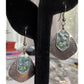 Vintage Sterling Silver Blue Enamel Mixed Metal Dangle 925 Earrings Signed NF