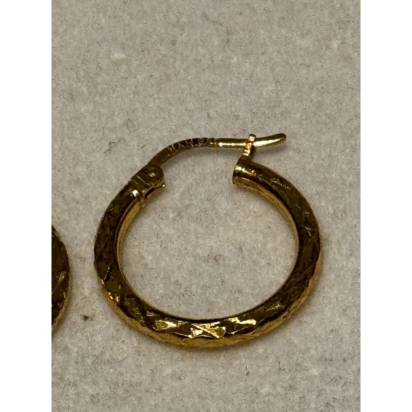 Vintage HAN 925 Gold Tone Sterling Silver Textured Oval Hoop Earrings