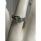 925 Sterling Silver Green Stone Ring Size 8 Oval Cabochon CZ Accent Ring