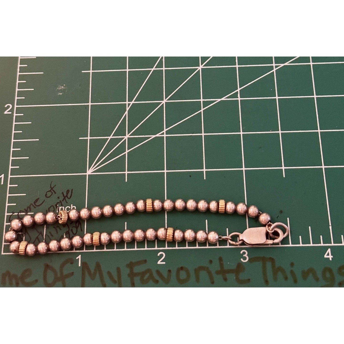 Sterling Silver 925 Vintage Beaded Stacking Bracelet 925 Gold Tone Spacers 7”