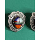 Vintage Native American Style Sterling Silver Zuni Inlay 5/8” Earrings O.T.