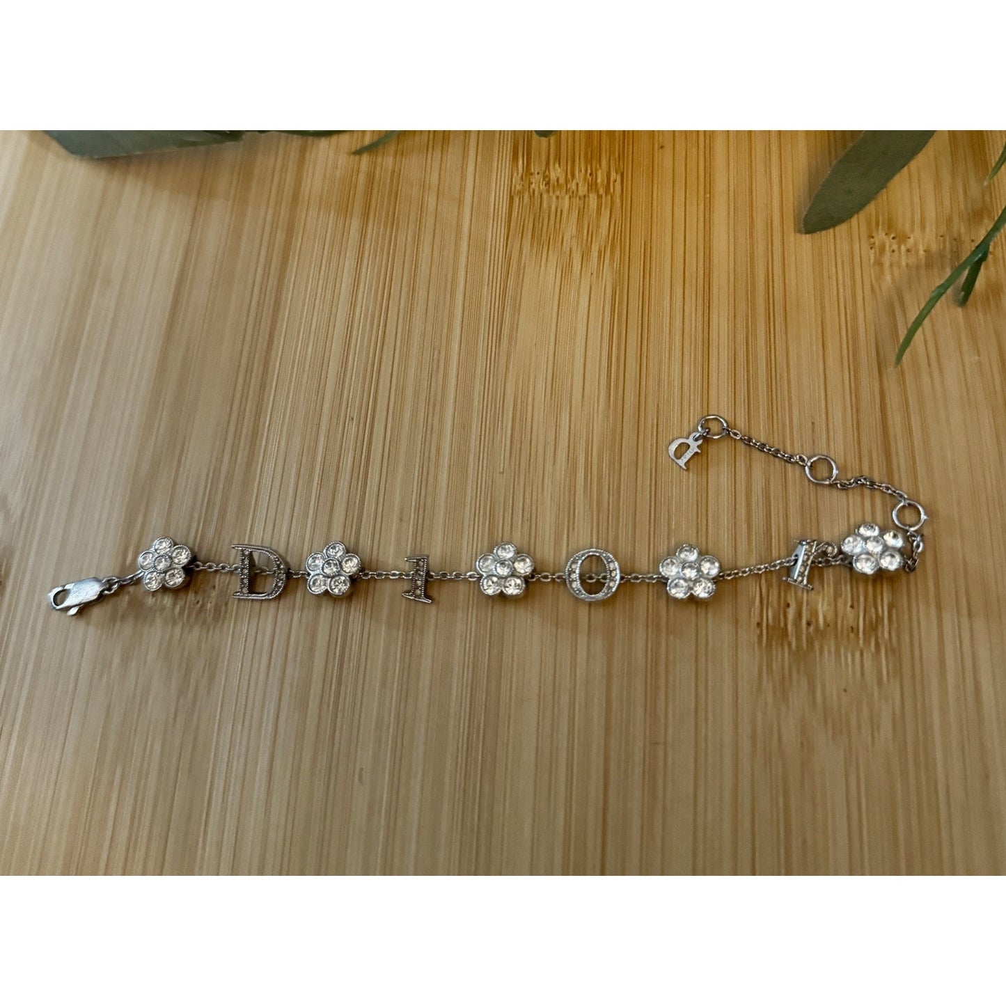 Vintage 2004 Christian Dior Girly Crystal DIOR Flower Bracelet Galliano 6.5 - 8”