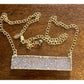 Y2K Kelly Cimber Natural Druzy Lavender Purple Bar Gold Plated Necklace 16-18”
