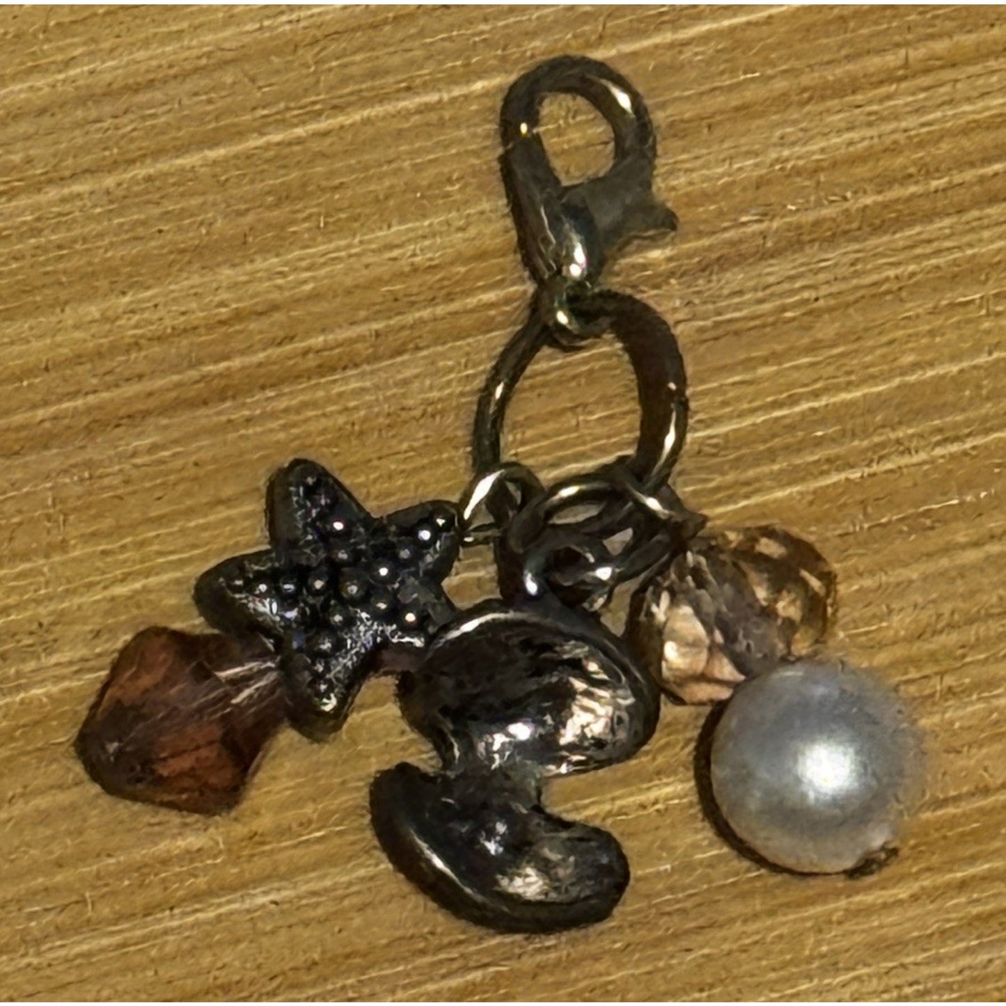 Vintage Sterling Silver 925 Multi Cluster Beach Ocean Starfish Pearl Charms