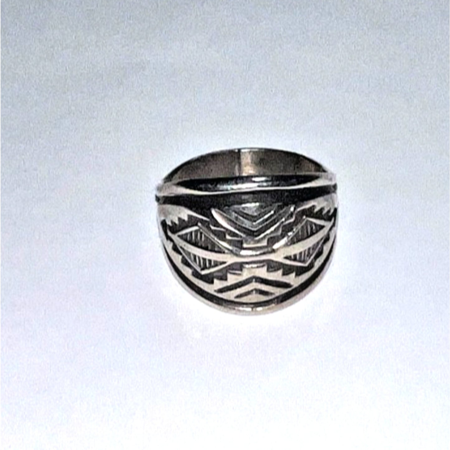 Vintage Navajo Sterling Silver Troy Laner Wide Geometric Ring Size 11.5