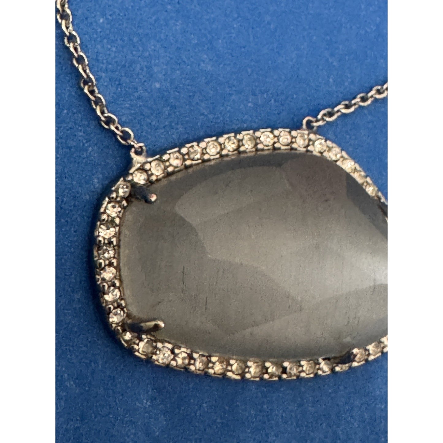 Banana Republic Agate Semi Precious Stone Pave Crystal Pendant Necklace