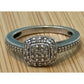 Vintage Pave Diamond Cushion Halo Sterling Silver Ring Size 7