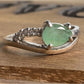 925 Sterling Silver Green Stone Ring Size 8 Oval Cabochon CZ Accent Ring