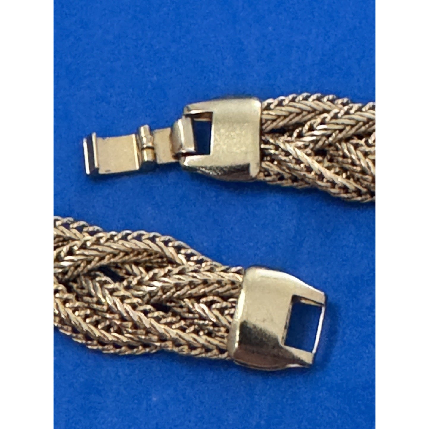 Vintage Wide Gold Tone Woven Braided Mesh Chain Necklace 23.5” 76g, 1970 - 1980s