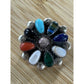 Thomas Allapowa Zuni Sterling Silver Colored Stones Flower Pin Pendant