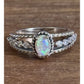 Sterling Silver 925 Opal Ring w/ CZs Oval Ethiopian Fire Opal Ring Size 6.5