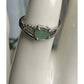 925 Sterling Silver Green Stone Ring Size 8 Oval Cabochon CZ Accent Ring