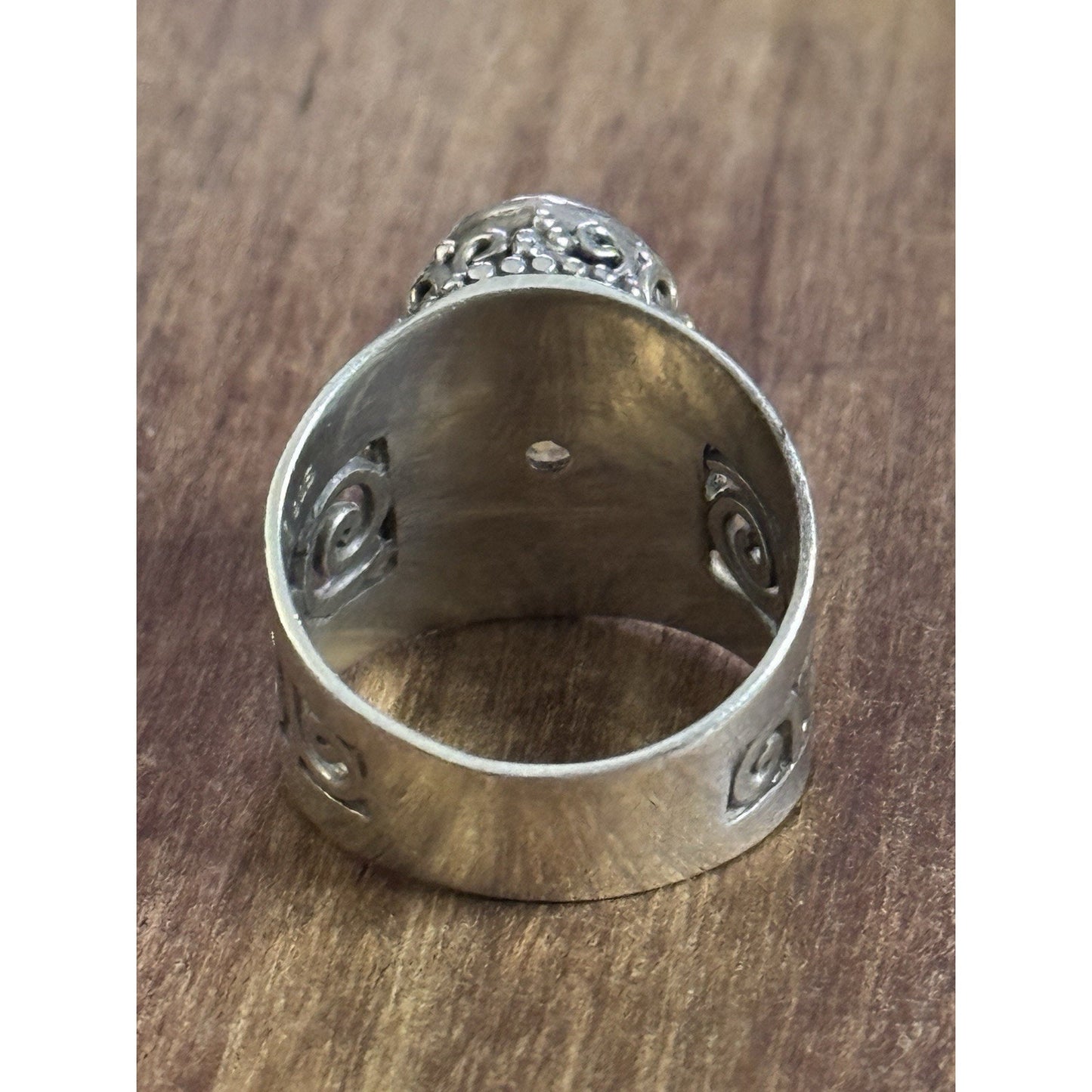 Vintage Sterling Silver Faceted Citrine Ring Sz 8.25 Artisan Filigree Swirl Band