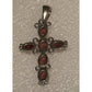 Vintage Sterling Silver Garnet Stone 2 3/4” Cross Pendant January Birthstone