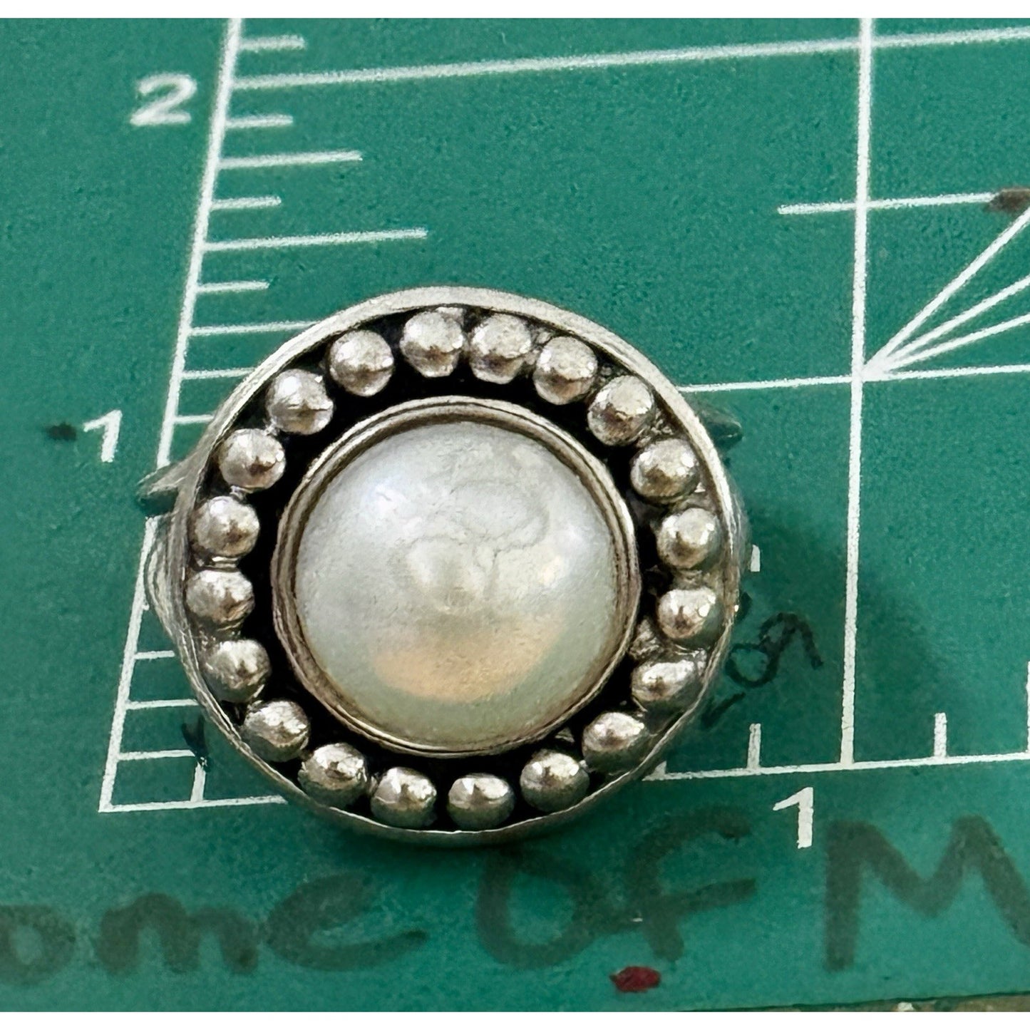 Vintage Sterling Silver Genuine Pearl Beaded Halo Statement Ring Size 7.5 10g