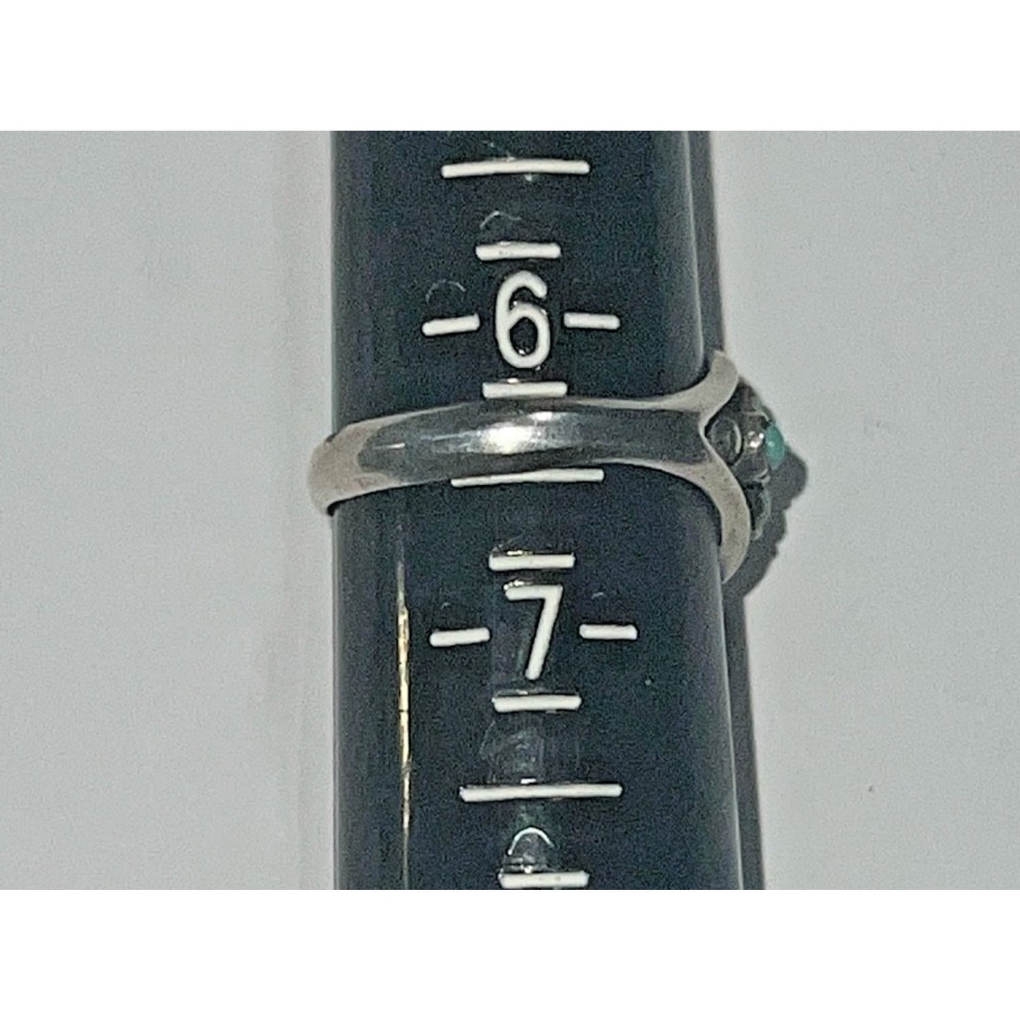 Vintage Native American Zuni Sterling Silver Turquoise Cluster Ring Sz 6 .5 4g