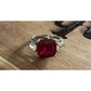 BGE 925 Sterling Silver Ruby Red Cushion Cut Style Ring Size 9