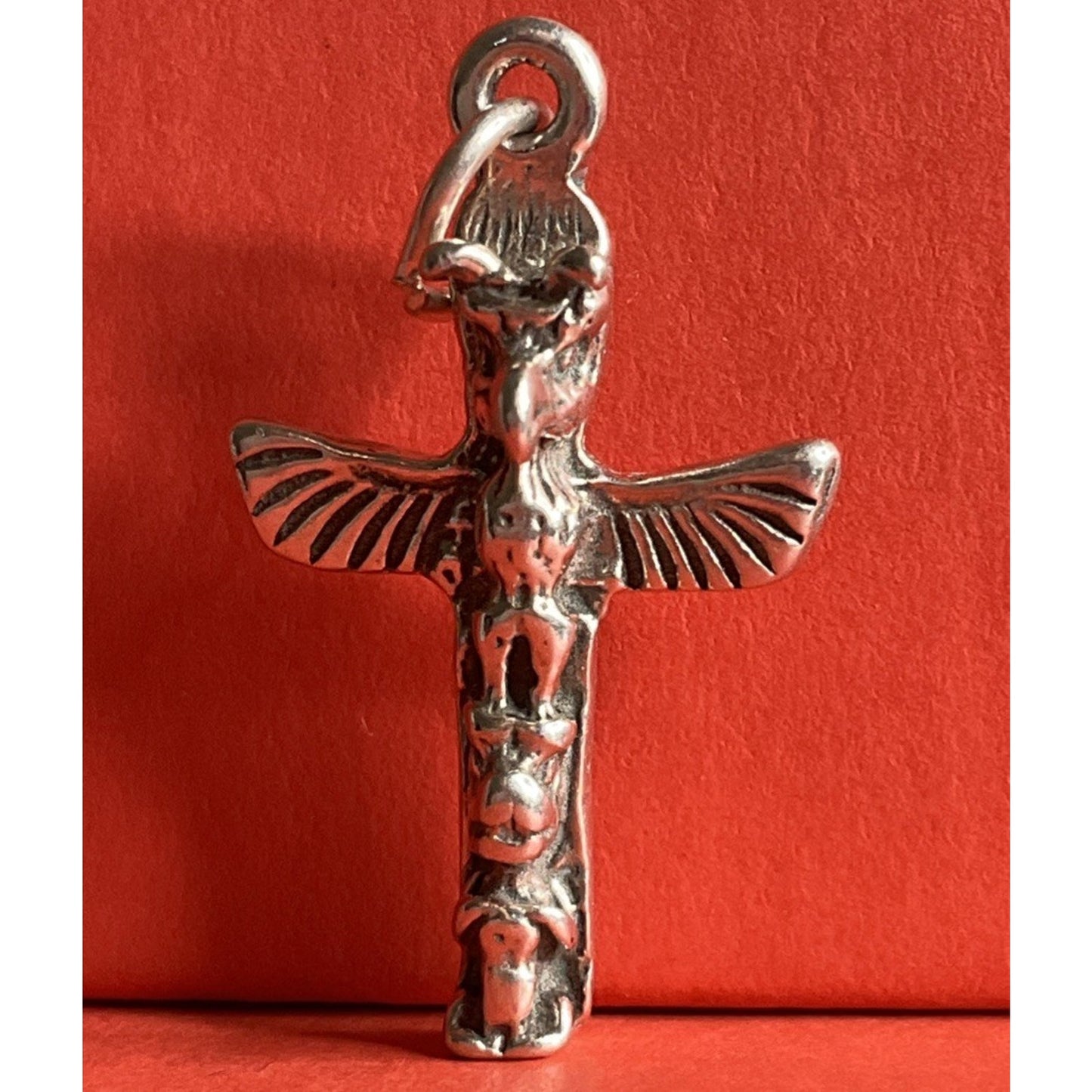 Vintage Sterling Silver Totem Pole Thunderbird Charm