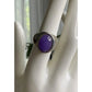 Sterling Silver Purple Cabachon Stone Ring 925 Size 7.5 Oval Statement Rings
