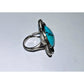 Vintage Navajo Sterling Silver Kingman Turquoise Statement Ring Rope Bezel Sz 6