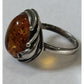 Vintage 925 Baltic Amber Cognac Sterling Silver Ring Size 7.5 Statement Ring