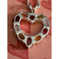 Vintage Sterling Silver Signed 925 HAN Gemstone Heart Pendant & Necklace circa 80s 90s