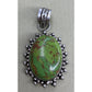Vintage Sterling Silver Green Turquoise Style Stone Pendant Southwestern Boho