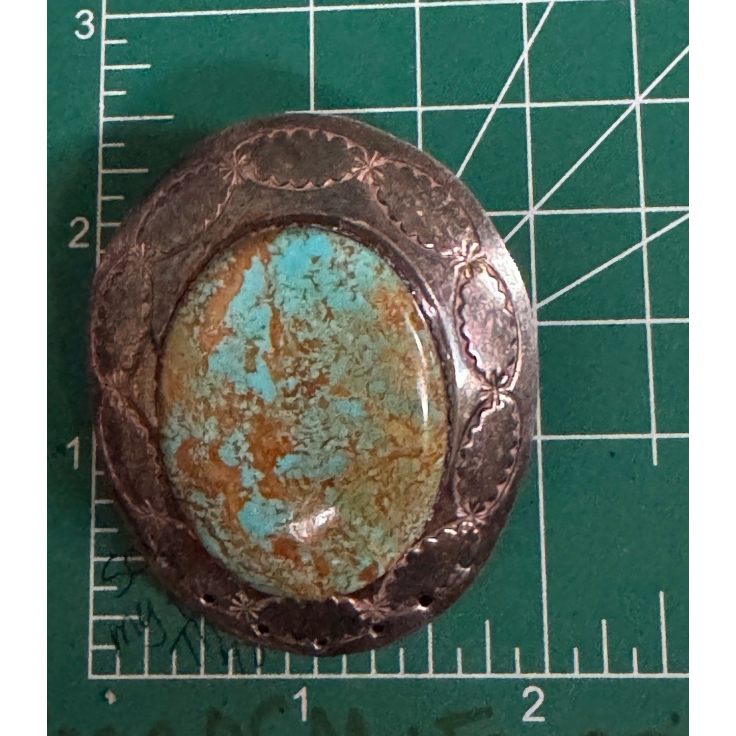 Signed Gale Self Choctaw Sterling Silver Turquoise Pendant Native American 32g