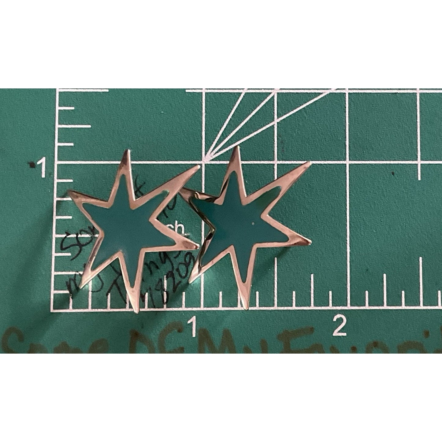 Turquoise Star Earrings Silver Tone Celestial Statement Stud Earrings Boho