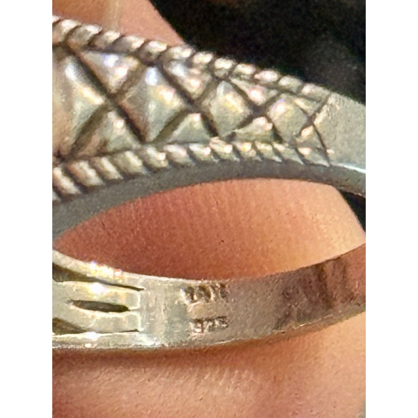 Vintage 925 Sterling Silver & 14K Gold Diamond Filigree Balinese Ring Size 7.5