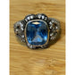 Vintage ESPO Sterling Silver Blue Topaz Ring Halo Joseph Esposito Size 8.5