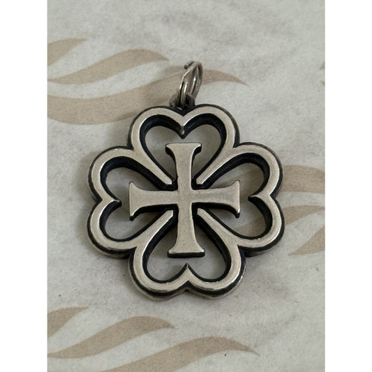James Avery Sterling Silver Retired Hearts & Cross Pendant Pre-Owned