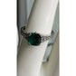 Vintage Sterling Silver Emerald Style Green Stone w/ White Sapphires Ring Size 7