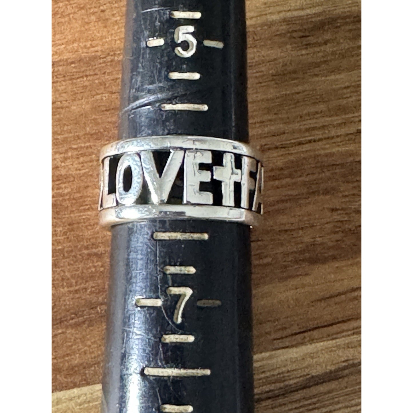 Pre Owned James Avery Retired Sterling Silver Faith Hope And Love Ring Size 6