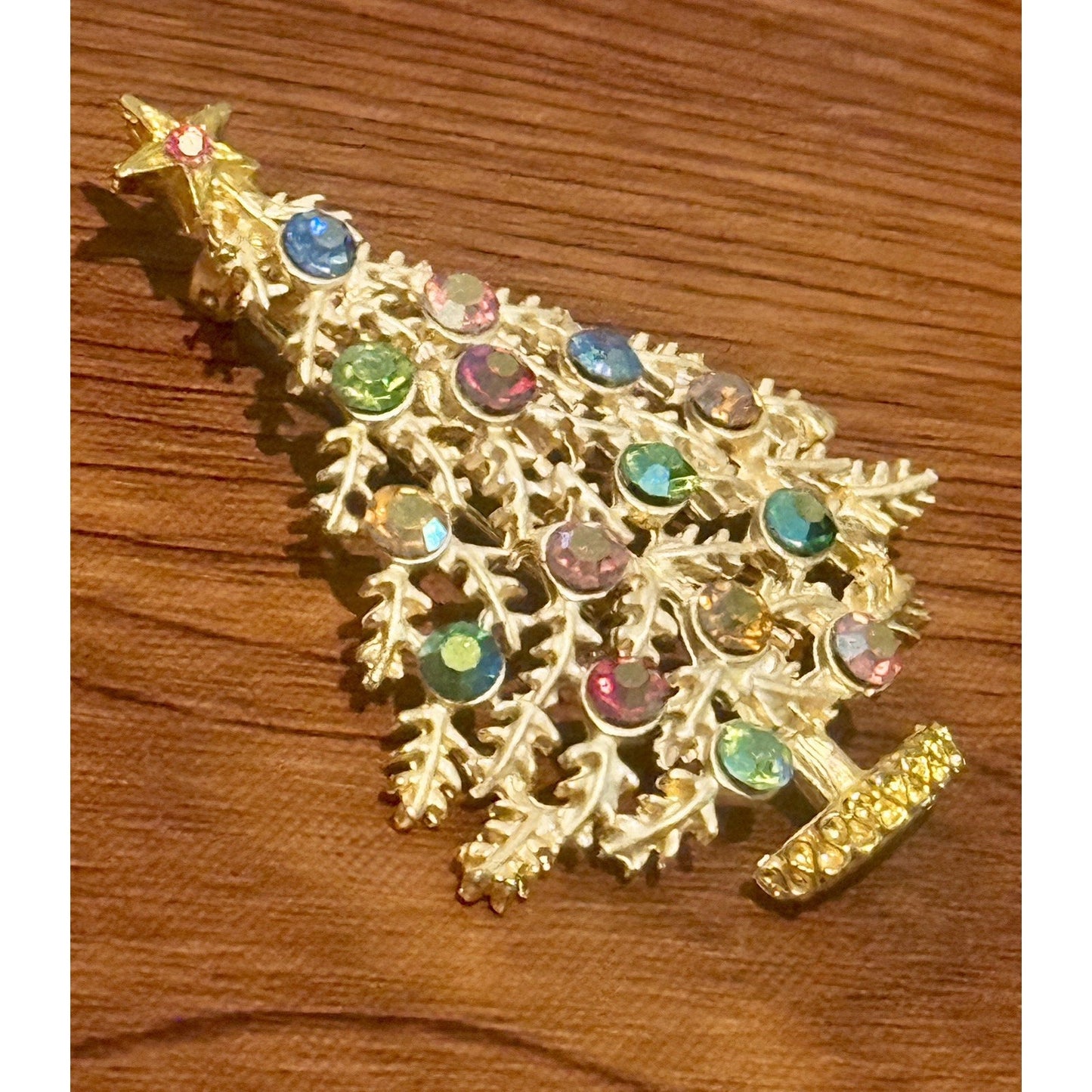 Vintage WEISS Aurora Borealis Christmas Tree Brooch "White Christmas" Brooch