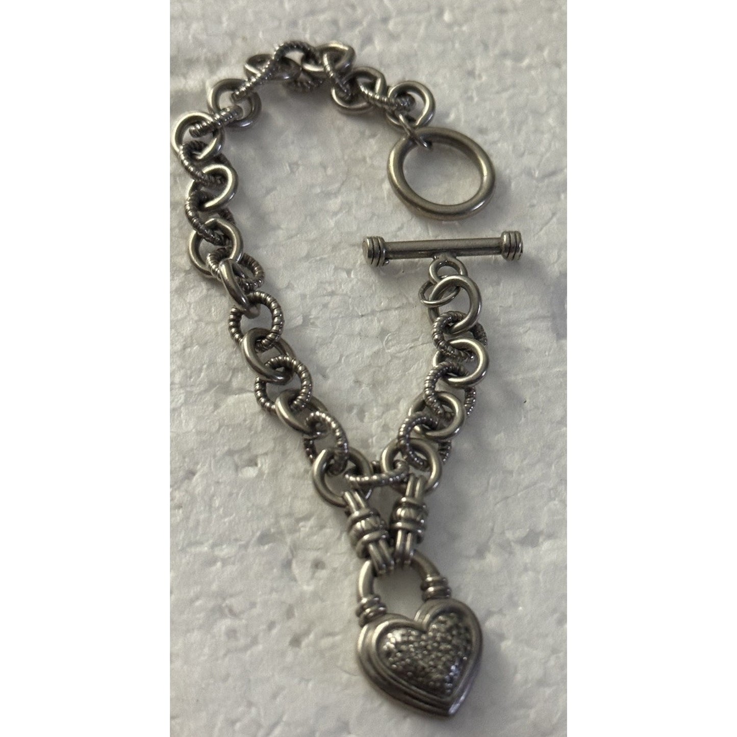 Kiran Jewels KRN Sterling Silver 925 Diamonds 1/4 Ct Heart Chain Charm Bracelet