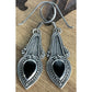Vintage Boma Sterling Silver Black Onyx Teardrop Bali Style Dangle Drop Earrings