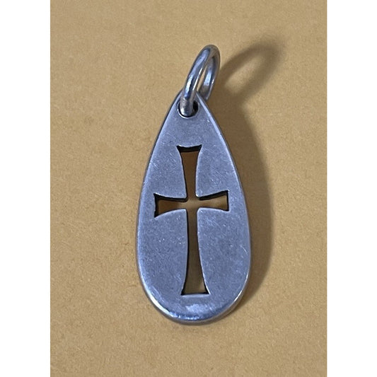 James Avery Retired Silver Teardrop Cross Charm/ Pendant Pre-Owned