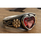 Retired James Avery Sterling Silver And 14k Gold Garnet Red Heart Ring Size 6